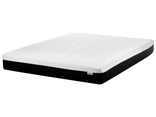Madras Hvid Sort Polyester Skum Gel 160 x 200 cm Skummadras til Dobbeltseng Memoryskum Fast