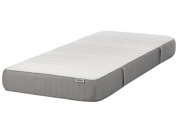 Madras Hvid Grå Polyester Skum 90 x 200 cm Skummadras til Børn Seng Memoryskum til Juniorseng Fast