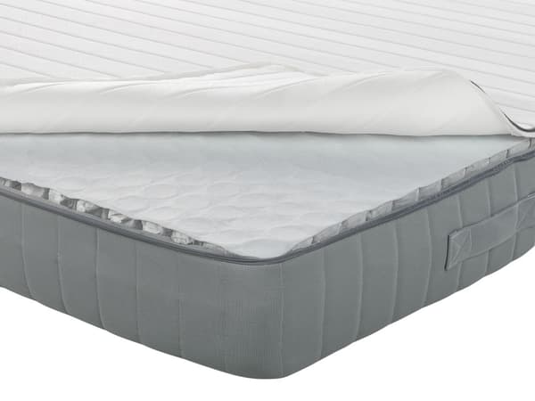 Springmadras Grå Hvid Polyester 90 x 200 cm Madras med Pocketfjedre til Børn Seng til Juniorseng Medium