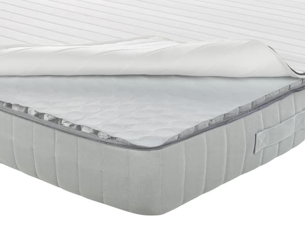 Springmadras Grå Hvid Polyester 90 x 200 cm Madras med Pocketfjedre til Børn Seng til Juniorseng Medium