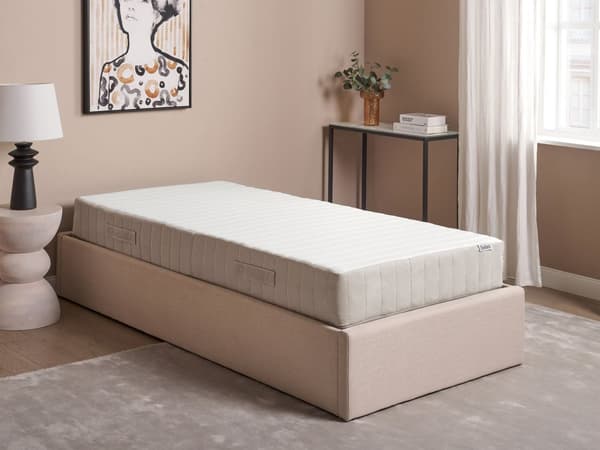 Springmadras Beige Hvid Polyester 90 x 200 cm Madras med Pocketfjedre til Børn Seng til Juniorseng Medium