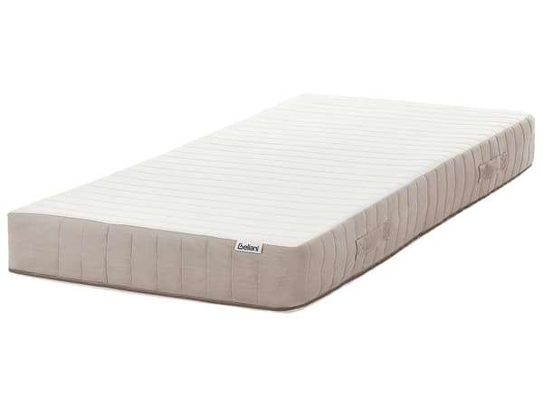 Springmadras Beige Hvid Polyester 90 x 200 cm Madras med Pocketfjedre til Børn Seng til Juniorseng Medium