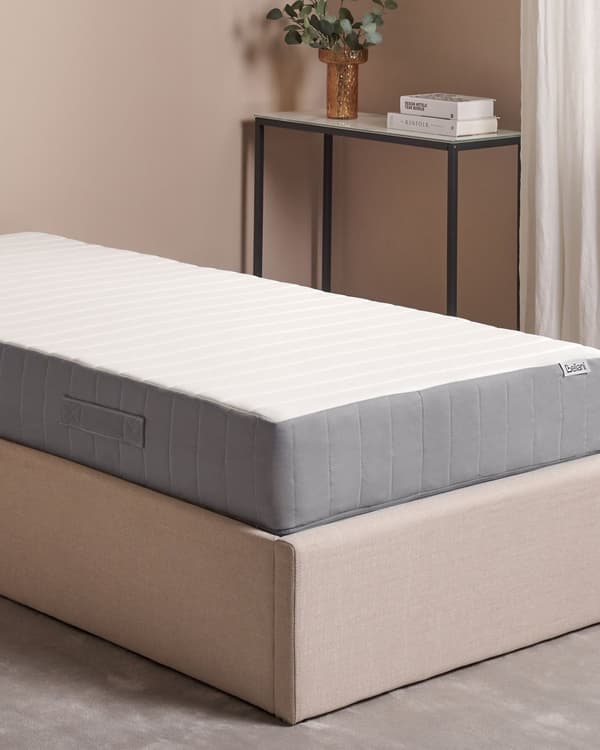 Springmadras Grå Hvid Polyester 90 x 200 cm Madras med Pocketfjedre til Børn Seng til Juniorseng Medium