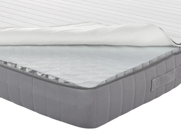 Springmadras Grå Hvid Polyester 90 x 200 cm Madras med Pocketfjedre til Børn Seng til Juniorseng Medium