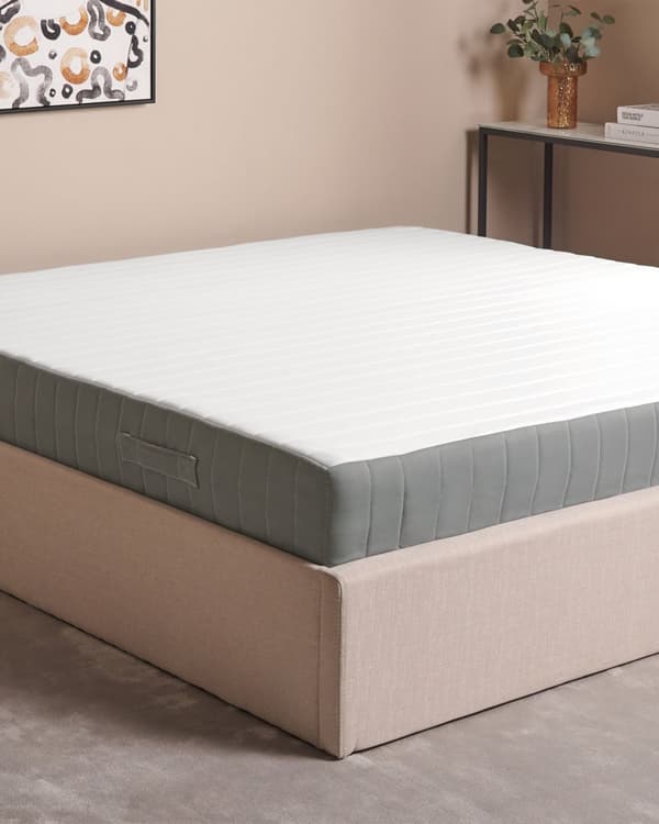 Springmadras Grå Hvid Polyester 180 x 200 cm Madras med Pocketfjedre til Dobbeltseng Fast