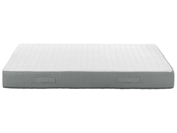 Springmadras Grå Hvid Polyester 160 x 200 cm Madras med Pocketfjedre til Dobbeltseng Fast