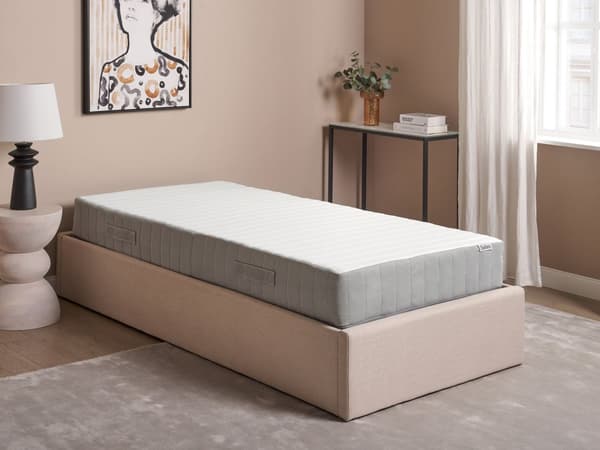 Pussijousitettu patja 90 x 200 cm kova kahvoilla irrotettava päällinen yhdelle hengelle lateksitäytteellä