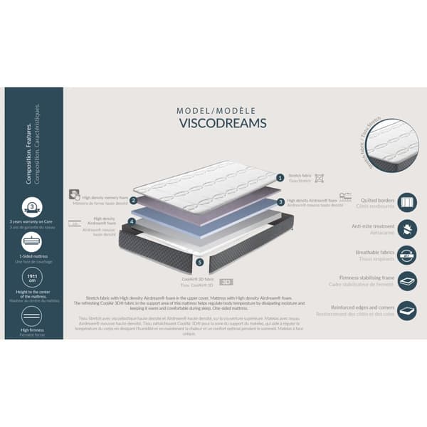 Viskoelastisk madrass Skydreams Viscodreams - 90 x 180 cm