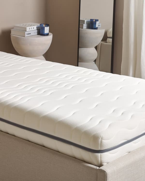 Memory Foam Madrass Vit med Grått Tyg 80 x 200 cm Liten Enkelmadrass Medelfast H2