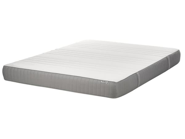 Madrass Memory Foam Vit med Grått Tyg Polyester 160 x 200 cm Fast med Avtagbart Överdrag