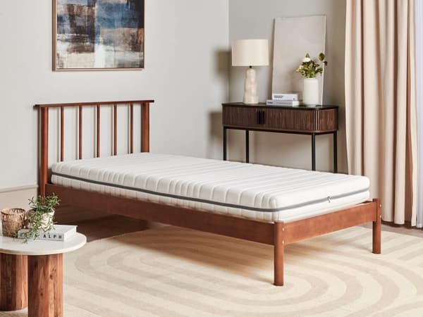 Skummadrass Hvit 90 x 200 cm Polyesterstoff Avtakbart trekk med glidelås Middels fast H2 Enkeltseng Soverom