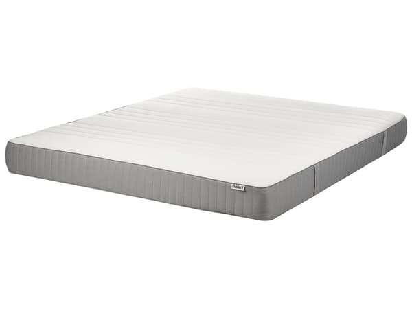 Memoryskummadrass Hvit med Gråt Stoff Polyester 180 x 200 cm Fast Avtakbart Trekk