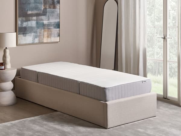 Memoryskummadrass Hvit med Gråt Stoff Polyester 80 x 200 cm Fast Avtakbart Trekk