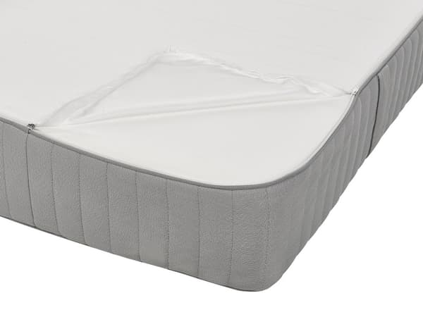 Latexskummadrass Hvit og Grå 140 x 200 cm Medium med Glidelås og Avtakbart Polyestertrekk Soveromtilbehør