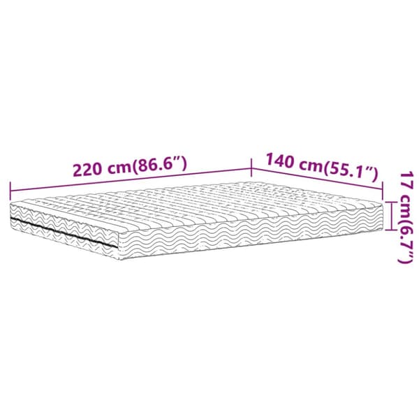 Skummadrass vit 140x220 cm hårdhet H2 H3