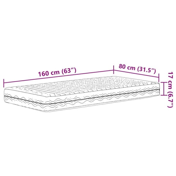 Skummadrass för barn vit 80x160 cm hårdhet H2 H3