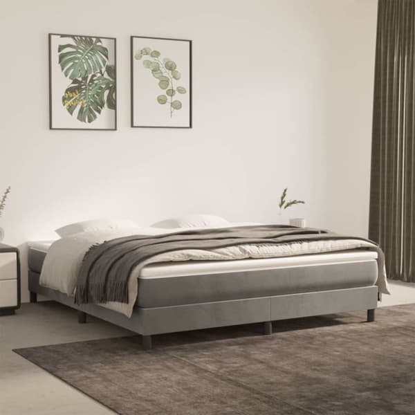 springmadras med pocketfjedre 160x210x20 cm fløjl lysegrå