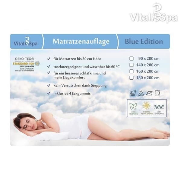 VitaliSpa Madrassöverdrag resårmadrass 90x200 cm Vit