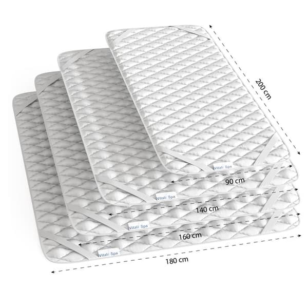 Vitalispa Madrassskydd, Vit, 90 x 200 cm tvättbar upp till 60°C lämplig för torktumling