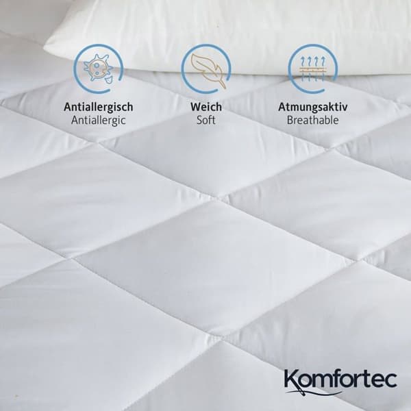 Komfortec - kmf-mbezug-140x200 - 140x200 cm Toppmadrass, 4 elastiska band, 500 g/m Andas Madrassskydd, Vit