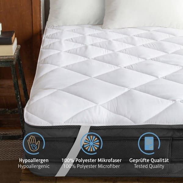 Komfortec - kmf-mbezug-140x200 - 140x200 cm Toppmadrass, 4 elastiska band, 500 g/m Andas Madrassskydd, Vit
