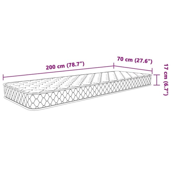 Memory Foam Patja Valkoinen 70x200x17 cm