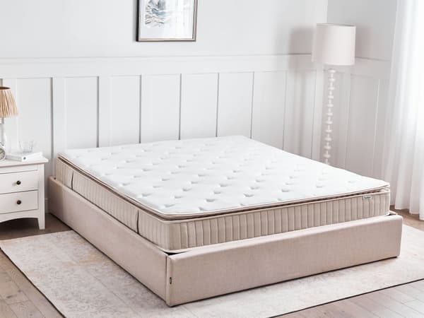 Lateks pocketfjærmadrass Hvit Beige 180 x 200 cm Fast Avtakbart polyestertrekk med glidelås Soverom Madrass Dobbeltseng