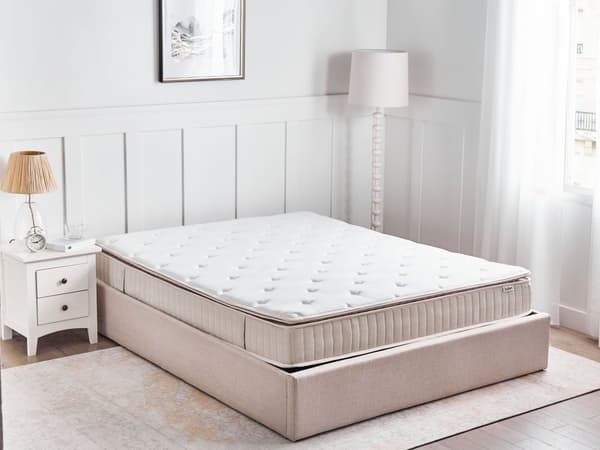 Lateks pocketfjærmadrass Hvit Beige 140 x 200 cm Fast Avtakbart polyestertrekk med glidelås Soverom Madrass Dobbeltseng