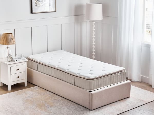 Lateks pocketfjærmadrass Hvit Beige 90 x 200 cm Fast Avtakbart polyestertrekk med glidelås Soverom Madrass Enkeltseng