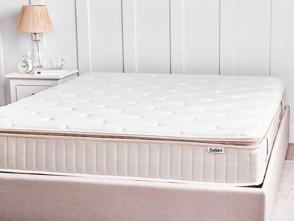 Resårmadrass Medelfast Latex Madrass Vit och Beige 160 x 200 cm Dubbel Storlek Dragkedja Avtagbart Polyesteröverdrag Sovrumstillbehör