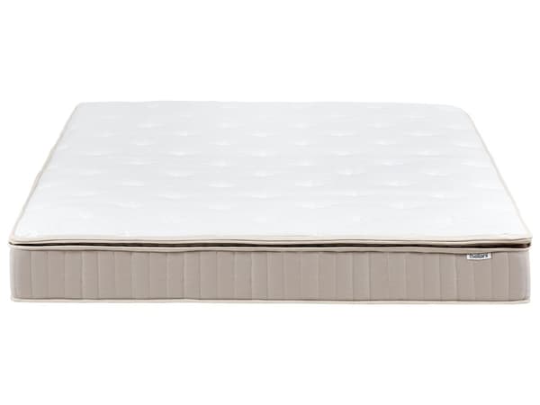 Resårmadrass Medelfast Latex Madrass Vit och Beige 160 x 200 cm Dubbel Storlek Dragkedja Avtagbart Polyesteröverdrag Sovrumstillbehör