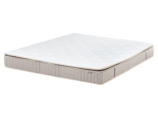 Resårmadrass Fast Latex Madrass Vit och Beige 160 x 200 cm Dubbel Storlek Dragkedja Avtagbart Polyesteröverdrag Sovrumstillbehör