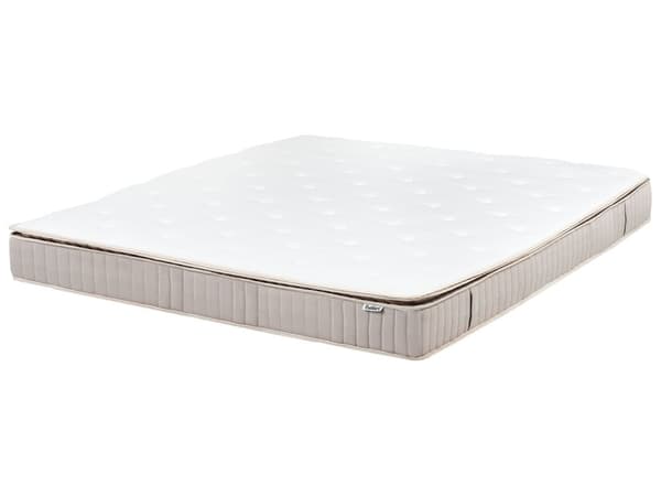 Latex pocket springmadras Hvid Beige 180 x 200 cm Medium Aftageligt polyesterbetræk med lynlås Soveværelse Madras Dobbeltseng