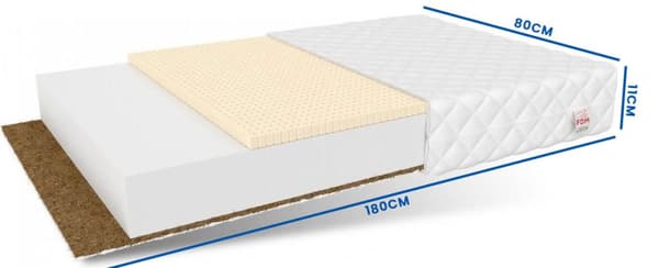 T25 Kallskum madrass med kokoslager & Airco-fiber för unga vuxna - 80x180cm