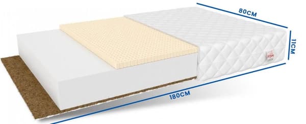 Koldskummmadras med Kokos & Airco Cirkulation – 80x180 cm, Europæisk Fremstillet