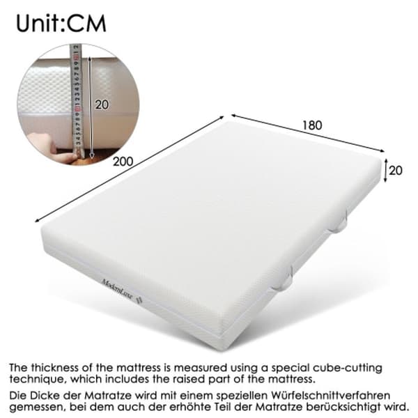 Kylskummadrass, 180x200, 20 cm tjock, H3, H2, ergonomisk madrass i kylskum