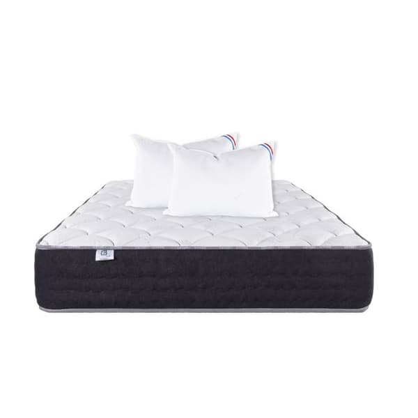 Madrass 140x200 cm, Serenitet, Fackfjädrar, Högt Densitetsskum, ergonomisk, Mycket fast stöd + 2 Kuddar