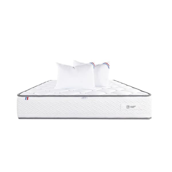 Madrass 140x190 cm, Iris, 20 cm, minnesskum, fast, sommar/vinter-sida + 2 kuddar