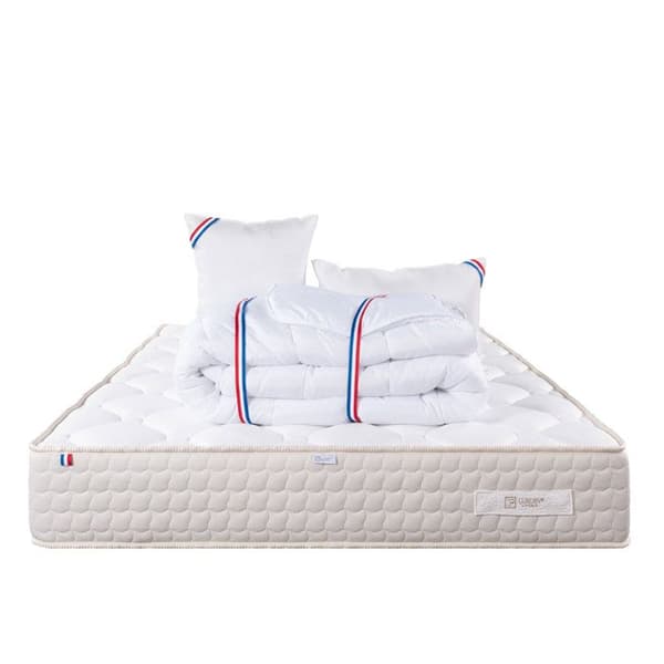 Madrass 140x200 cm, Sublime, 20 cm, memory foam, fast, sommar/vintersida + 2 kuddar + täcke