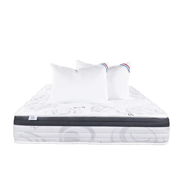 Madrass 140x190 cm, Sleeplux, 26 cm, latex, ergonomisk, sommar/vinter-sida, hög densitet + 2 Kuddar