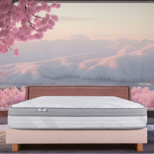Madrass 140x190 cm, Prestigelux, 26 cm, minnesskum, fast, oberoende sovytor, sommar/vinter-sida