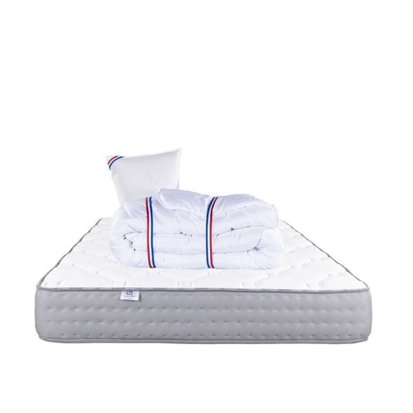 Madrass 90x190 cm, Zen, 20 cm, memory foam, fast, sommar/vintersida + 1 kudde + täcke