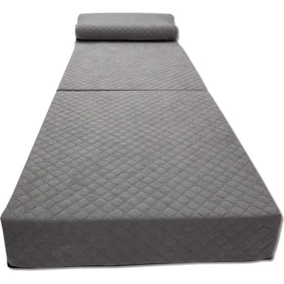 Ylellinen vieraspatja tyynyllä - harmaa - retkeilypatja - sohva - taitettava - 200X70X15 cm