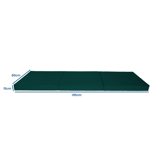 Extra Tjock Gästmadrass - Grön - Campingmadrass - Resemadrass - Hopfällbar Madrass - 195 X 80 X 15 Cm