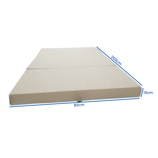 Gæstemadras - Campingmadras - Rejsemadras - Sammenfoldelig madras - 80 X 200 X 10 - Creme