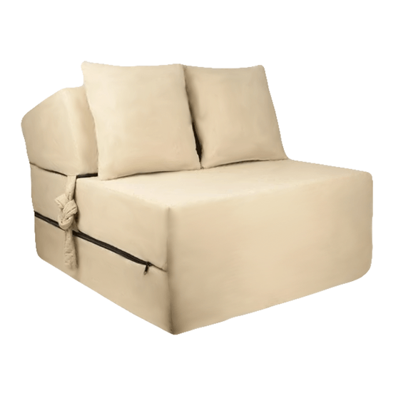 Lyxig Gästmadrass - Beige Sammet - Vikbar Campingresemadrass - 200X70X15