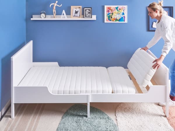 Skummadrass for uttrekkbar seng Hvit 90 x 130/160/200 cm Medium fasthet PU-skum Avtakbart trekk Barneseng Soverom