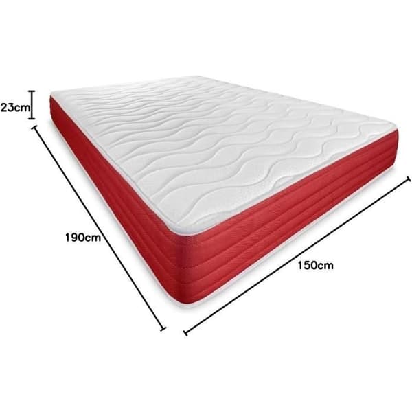 DUÉRMETE ONLINE - Vändbar memory foam-madrass, Fast och Bekväm, Vinter- och Sommarsida, Vit, Höjd 23 cm, 150 x 19