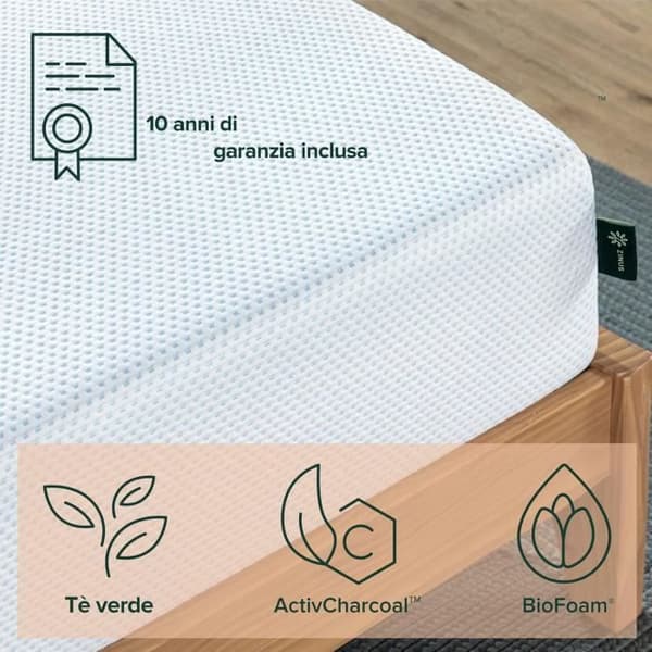Zinus 25,4 cm Minnesskum Madrass med Kylande Grönt Te Gel