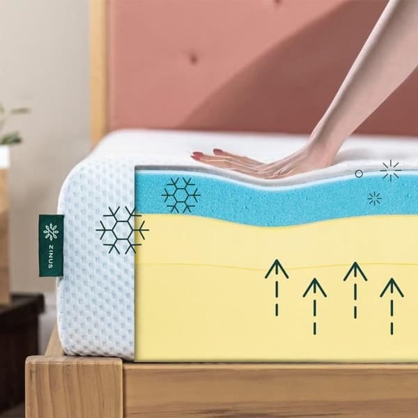 Zinus 25,4 cm Minnesskum Madrass med Kylande Grönt Te Gel